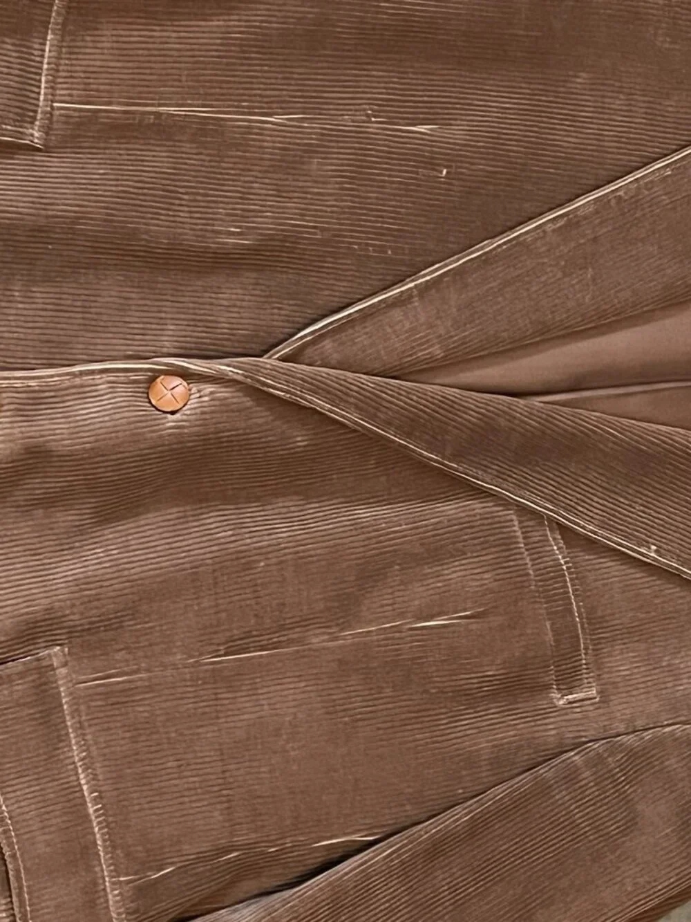 Vintage Egon Von Furstenberg Corduroy Blazer Fall Tan Suede Elbow Patches 46 R